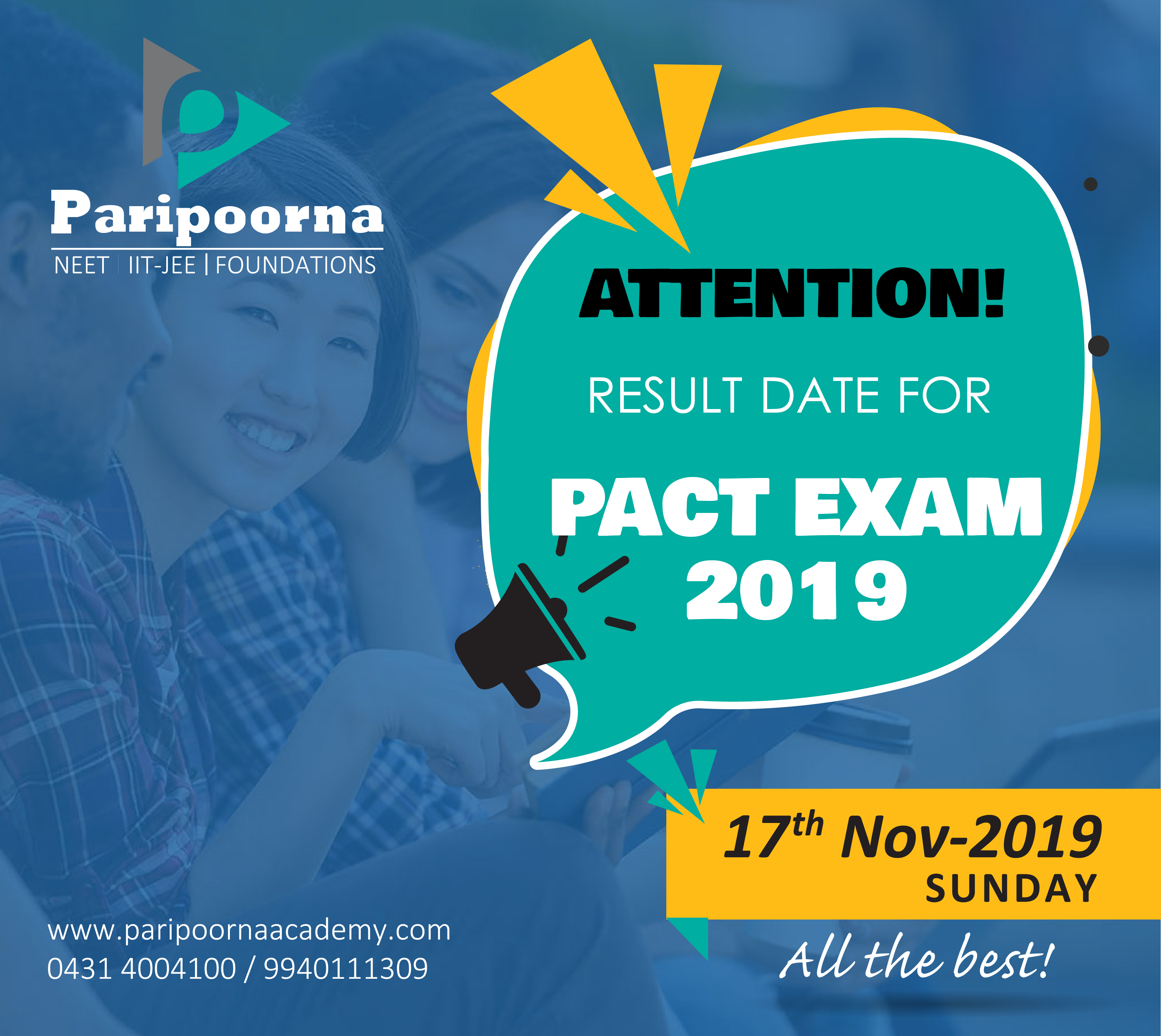 PACK EXAM 2019 will be declared on 17th November(Sunday)